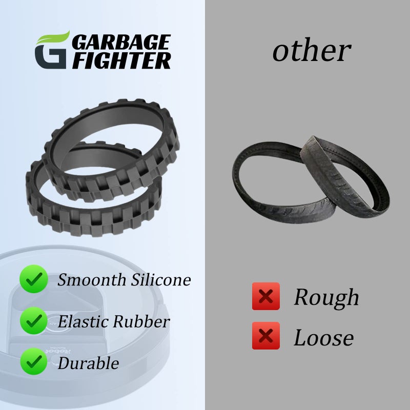 Garbage fighter إطارات مقاتلة القمامة لسلسلة عجلات IROBOT ROOMBA 500، 600، 700، 800 و900، e5، e6، i7، مضادة للانزلاق، التصاق رائع وسهل التجميع، استبدال العجلة لجميع موديلات رومبا (أسود 4 عبوات) - Image 5
